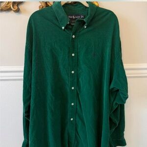 VTG Polo Ralph Lauren Blake Shirt Mens XL Green Corduroy Button Down Pony